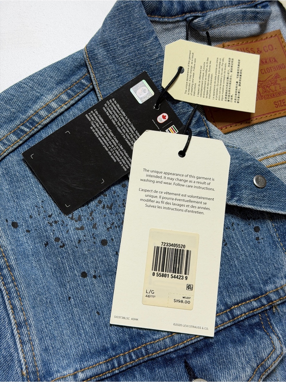 Levi’s 2020 Olympics Hudsons Bay Company Type 3 Denim Trucker Jacket Mens Large - Picture 7 of 12